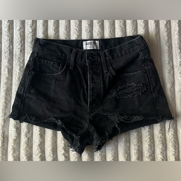 Agolde Women's Black Jean Shorts - Picture 1 of 10